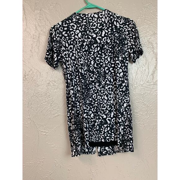 Jason Maxwell Women's Black White Animal Print Top Blouse Size Small USA Made - Picture 5 of 6